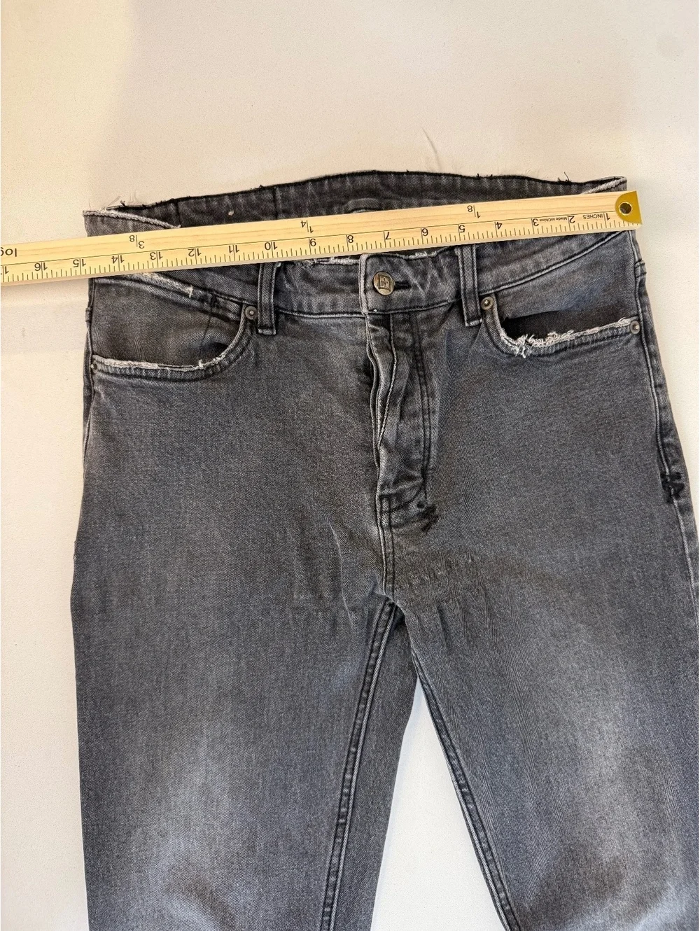 Black Skinny Jeans with Cross Stitch Detail and Frayed Edges